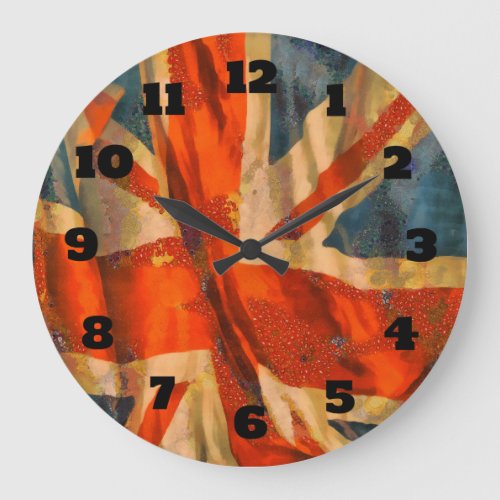 Grunge Style Union Jack British Flag Illustration Large Clock