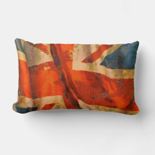 Grunge Style Union Jack British Flag Illustration Lumbar Pillow