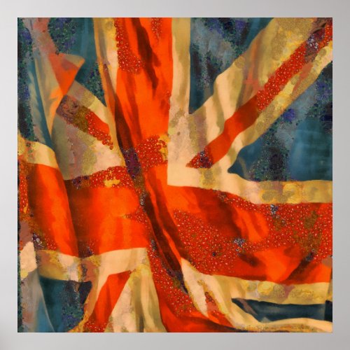 Grunge Style Union Jack British Flag Illustration Poster