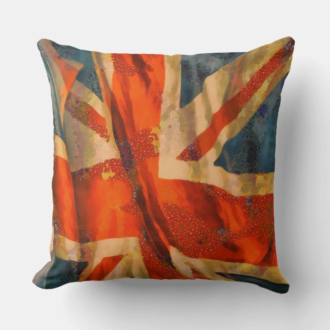 Grunge Style Union Jack British Flag Illustration Throw Pillow (Front)