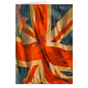 Grunge Style Union Jack British Flag Waving Cards