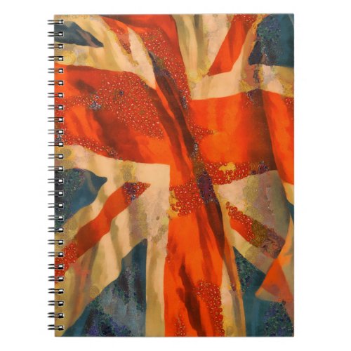 Grunge Style Union Jack British Flag Waving Notebook