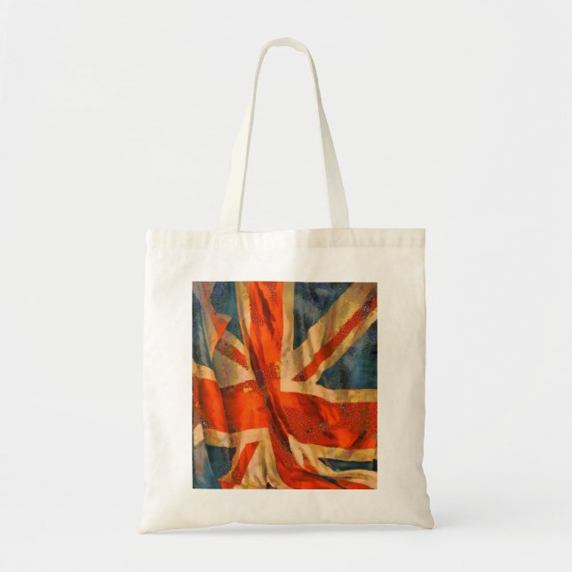 Grunge Style Union Jack British Flag Waving Tote Bag (Front)