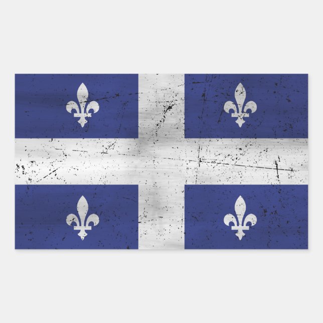 Grunge style worn Quebec flag Rectangular Sticker (Front)