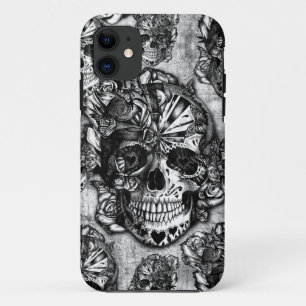 Grunge sugar skull pattern iPhone 11 case