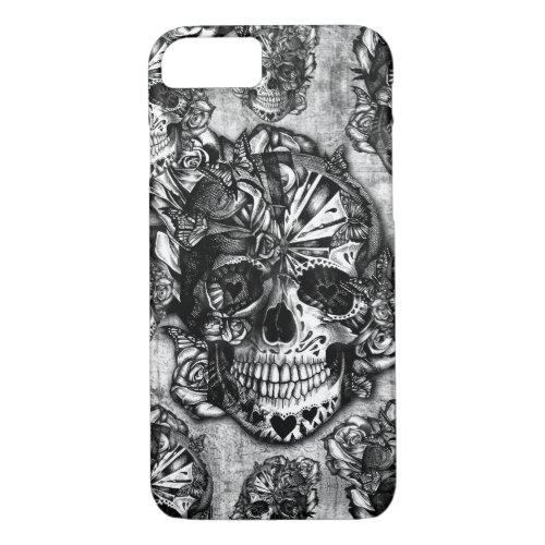 Grunge sugar skull pattern iPhone 87 case
