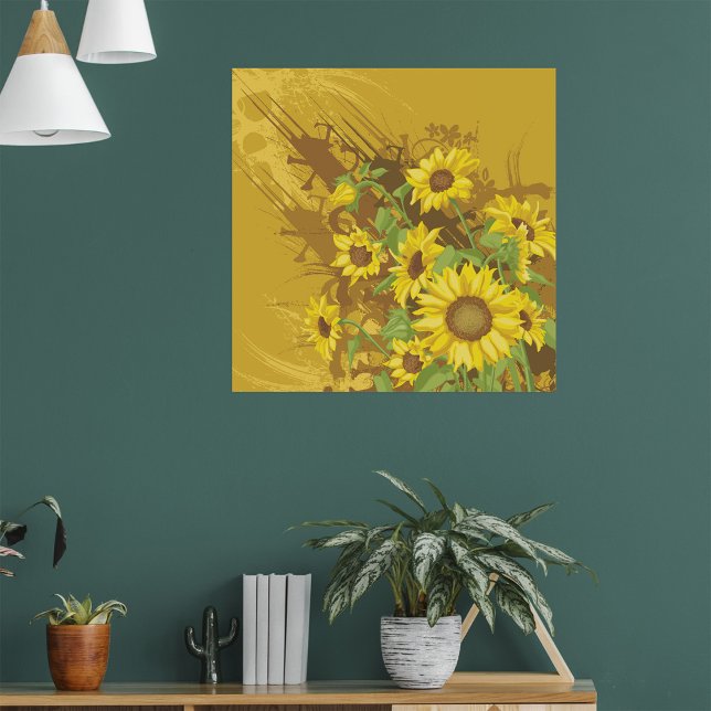 Grunge Sunflower Art Bold Rustic Yellow Floral Poster (Creator Uploaded)