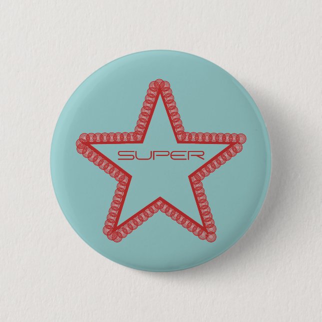 Grunge Superstar Button, Red Pinback Button (Front)