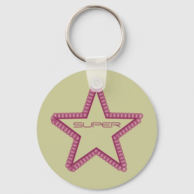 Grunge Superstar Keychain, Fuchsia Keychain (Front)