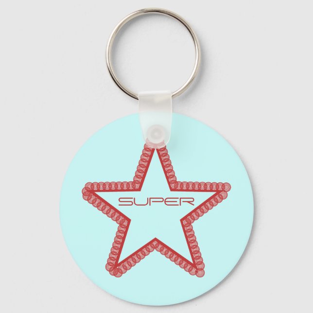 Grunge Superstar Keychain, Red Keychain (Front)