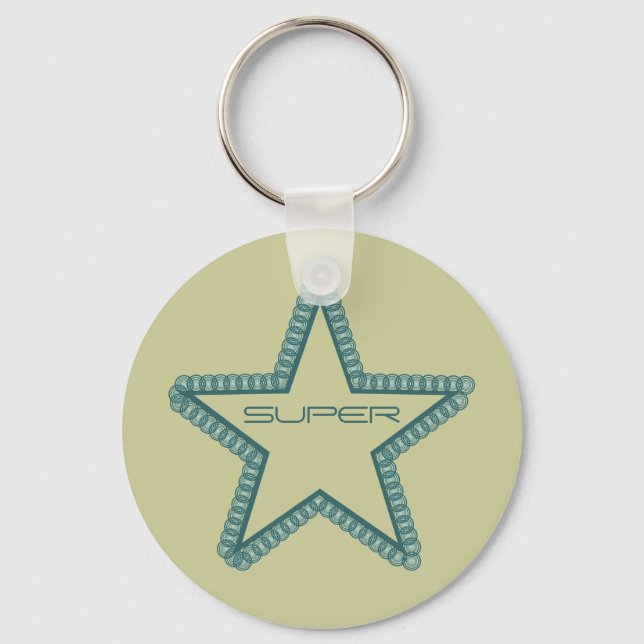 Grunge Superstar Keychain, Teal Keychain (Front)