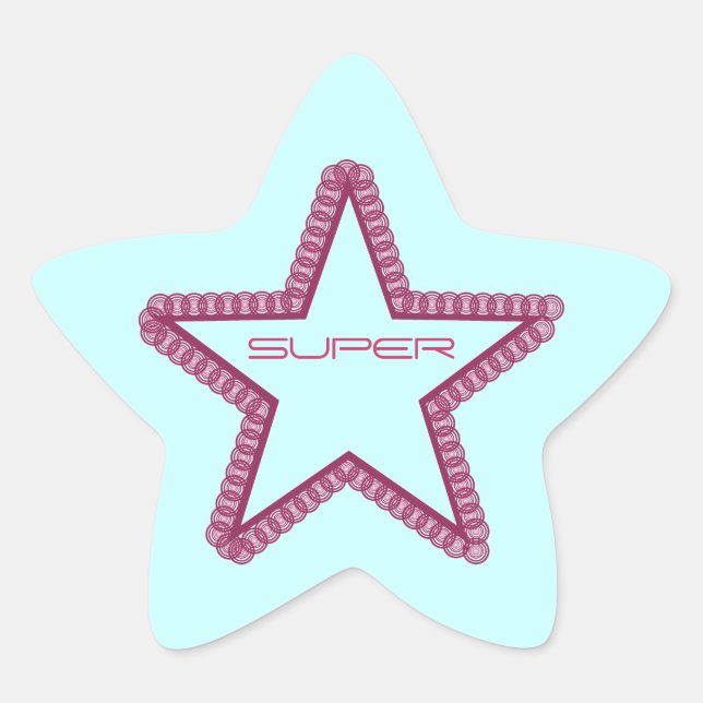 Grunge Superstar Star Stickers, Fuchsia Sticker (Front)
