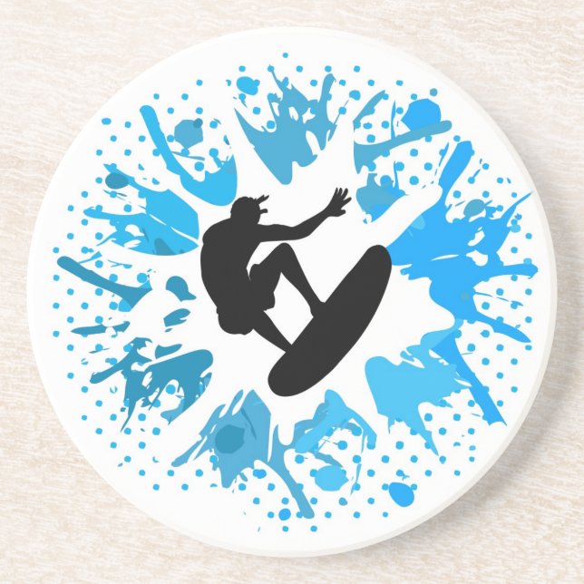 Grunge surfer drink coaster (Front)