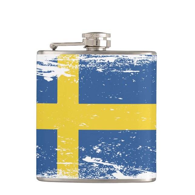 Grunge Sweden Flag Flask (Front)