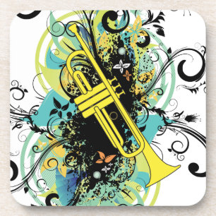 Grunge Swirl Trumpet Beverage Coaster