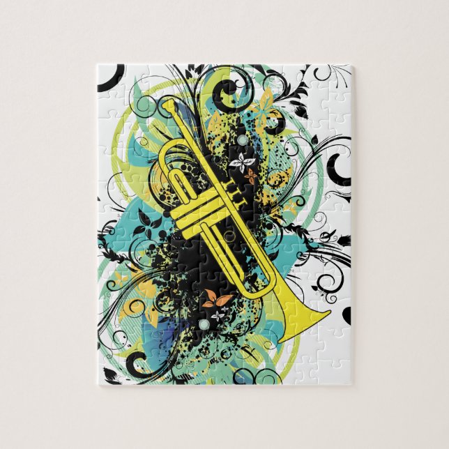 Grunge Swirl Trumpet Jigsaw Puzzle (Vertical)