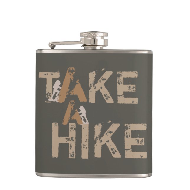 Grunge Take a Hike Typography Flask (Front)