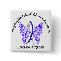 Grunge Tattoo Butterfly 6.1 ALS Pinback Button