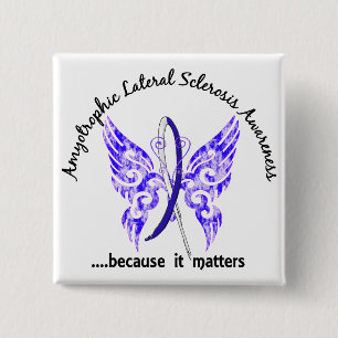 Grunge Tattoo Butterfly 6.1 ALS Pinback Button