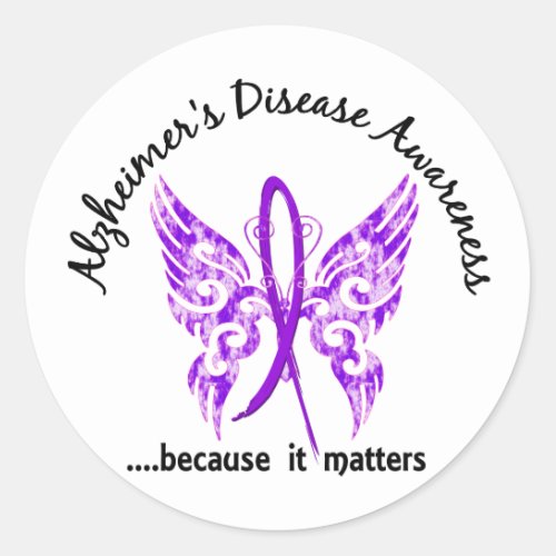 Grunge Tattoo Butterfly 61 Alzheimers Disease Classic Round Sticker
