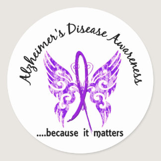 Grunge Tattoo Butterfly 6.1 Alzheimer's Disease Classic Round Sticker