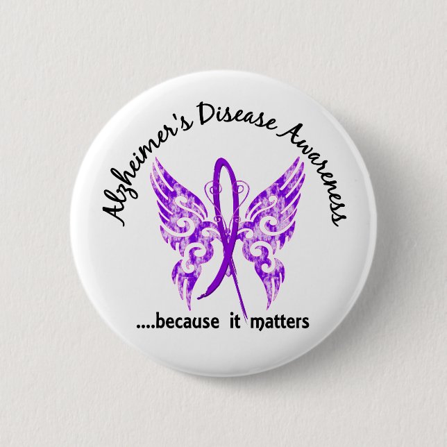 Grunge Tattoo Butterfly 6.1 Alzheimer's Disease Pinback Button (Front)