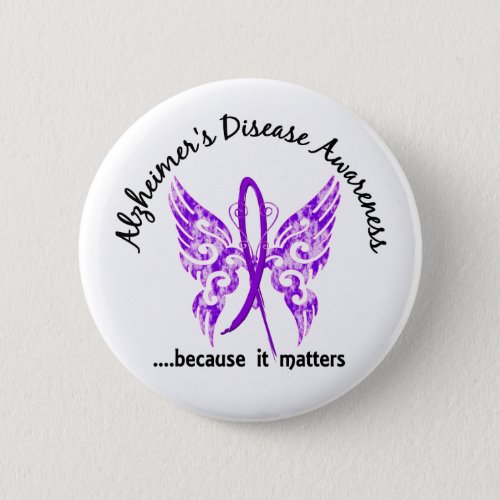 Grunge Tattoo Butterfly 61 Alzheimers Disease Pinback Button
