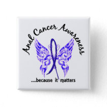 Grunge Tattoo Butterfly 6.1 Anal / Rectal Cancer Pinback Button