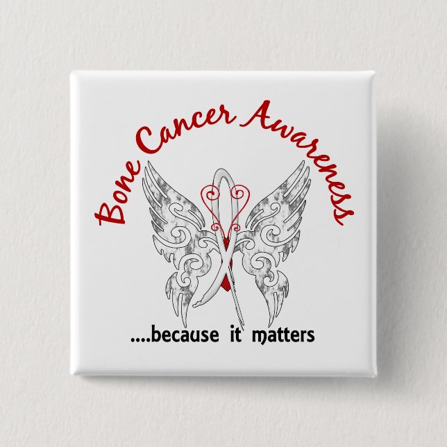 Grunge Tattoo Butterfly 6.1 Bone Cancer Pinback Button (Front)