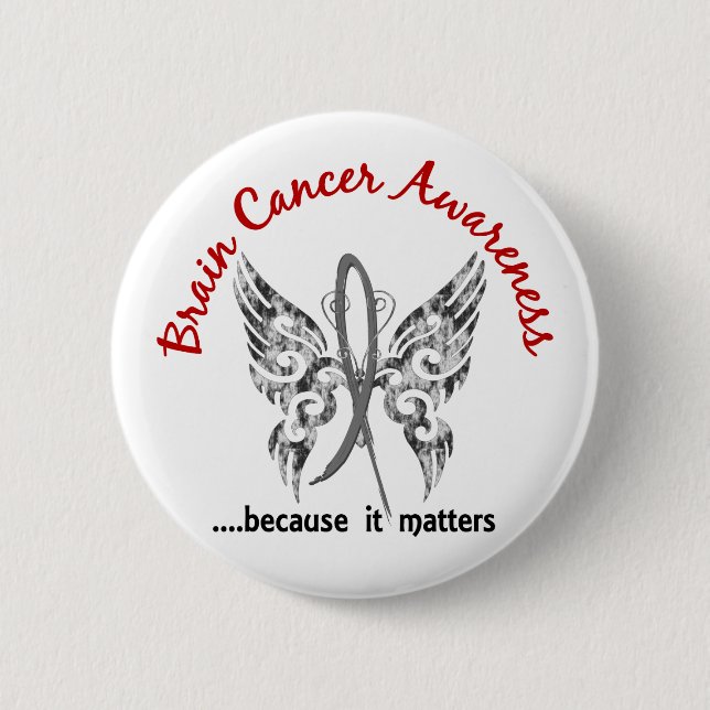 Grunge Tattoo Butterfly 6.1 Brain Cancer Button (Front)