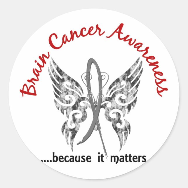 Grunge Tattoo Butterfly 6.1 Brain Cancer Classic Round Sticker (Front)
