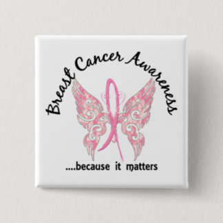 Grunge Tattoo Butterfly 6.1 Breast Cancer Button