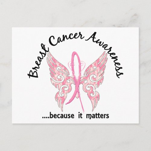 Grunge Tattoo Butterfly 61 Breast Cancer Postcard