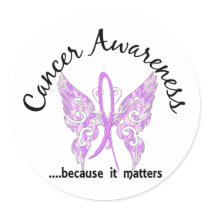 Grunge Tattoo Butterfly 6.1 Cancer Classic Round Sticker