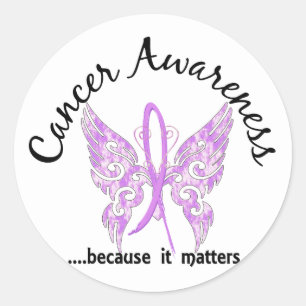 Grunge Tattoo Butterfly 6.1 Cancer Classic Round Sticker