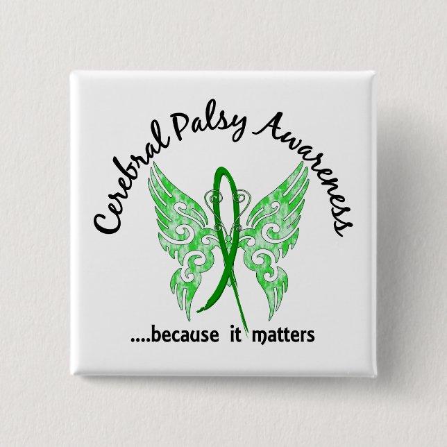 Grunge Tattoo Butterfly 6.1 Cerebral Palsy Pinback Button (Front)