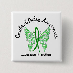 Grunge Tattoo Butterfly 6.1 Cerebral Palsy Pinback Button