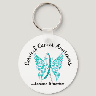 Grunge Tattoo Butterfly 6.1 Cervical Cancer Keychain