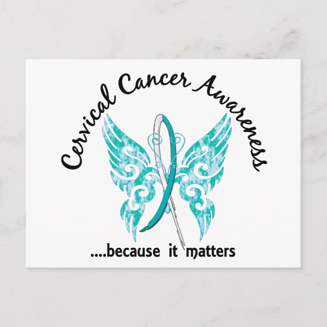 Grunge Tattoo Butterfly 6.1 Cervical Cancer Postcard (Front)