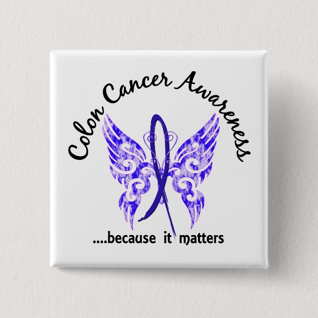 Grunge Tattoo Butterfly 6.1 Colon Cancer Pinback Button (Front)
