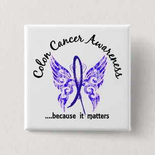 Grunge Tattoo Butterfly 6.1 Colon Cancer Pinback Button