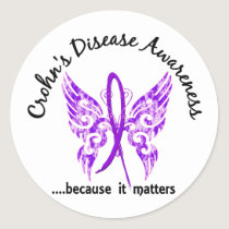 Grunge Tattoo Butterfly 6.1 Crohn's Disease Classic Round Sticker