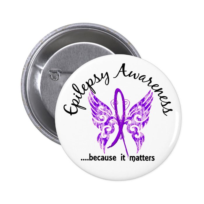 Grunge Tattoo Butterfly 6.1 Epilepsy Pinback Button