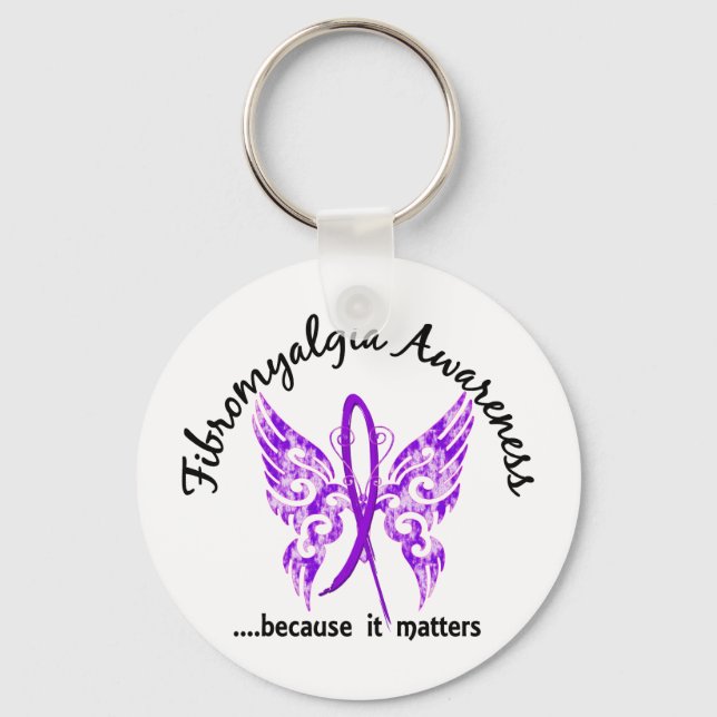 Grunge Tattoo Butterfly 6.1 Fibromyalgia Keychain (Front)