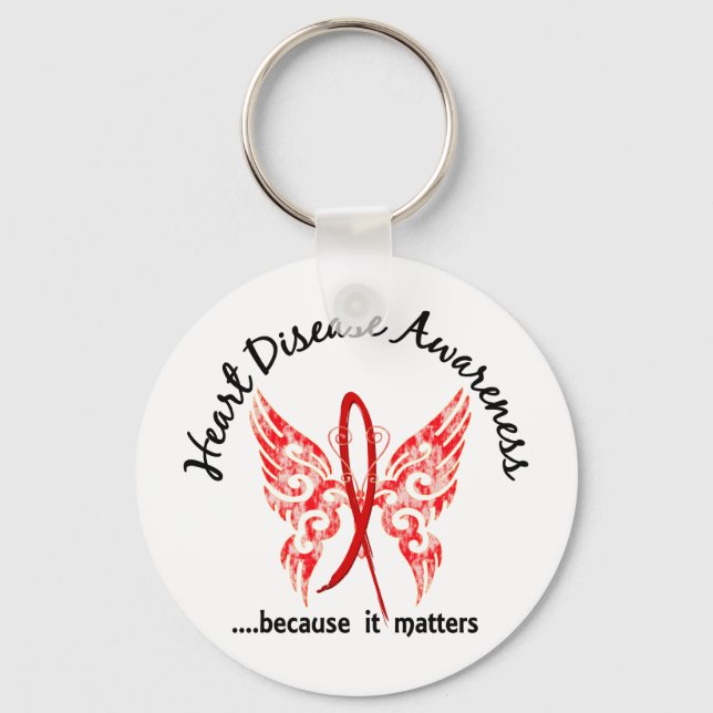 Grunge Tattoo Butterfly 6.1 Heart Disease Keychain (Front)