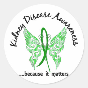 Grunge Tattoo Butterfly 6.1 Kidney Disease Classic Round Sticker