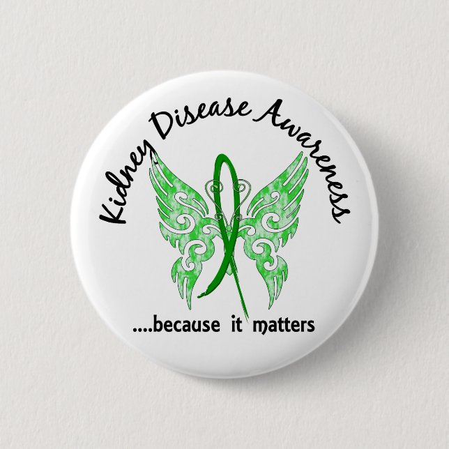 Grunge Tattoo Butterfly 6.1 Kidney Disease Pinback Button (Front)