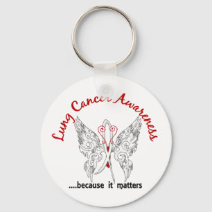 Grunge Tattoo Butterfly 6.1 Lung Cancer Keychain