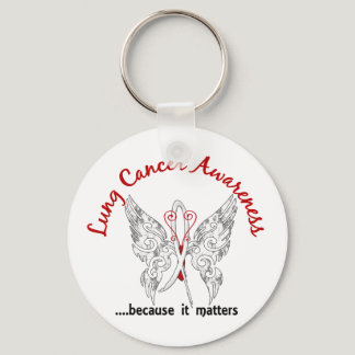 Grunge Tattoo Butterfly 6.1 Lung Cancer Keychain