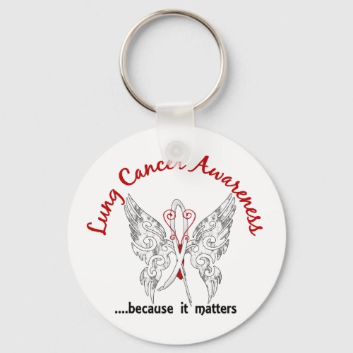 Grunge Tattoo Butterfly 61 Lung Cancer Keychain
